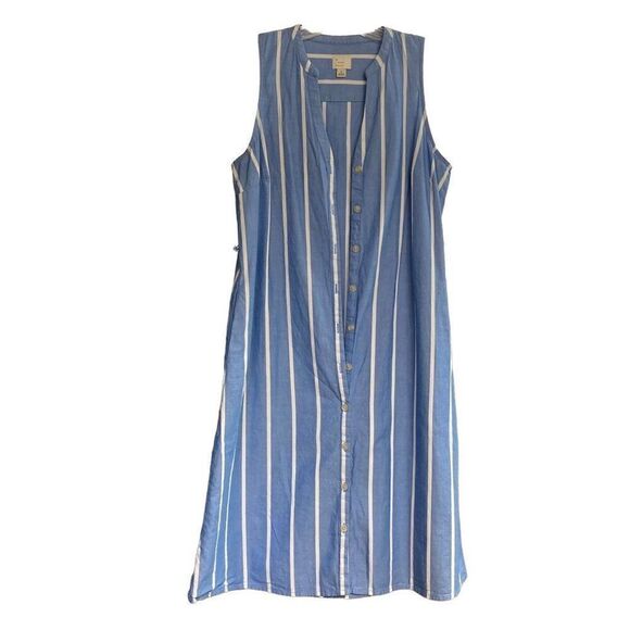 A NEW DAY Women’s Dress Front Button Blue & White Striped Size Small Sleeveless - Picture 1 of 6